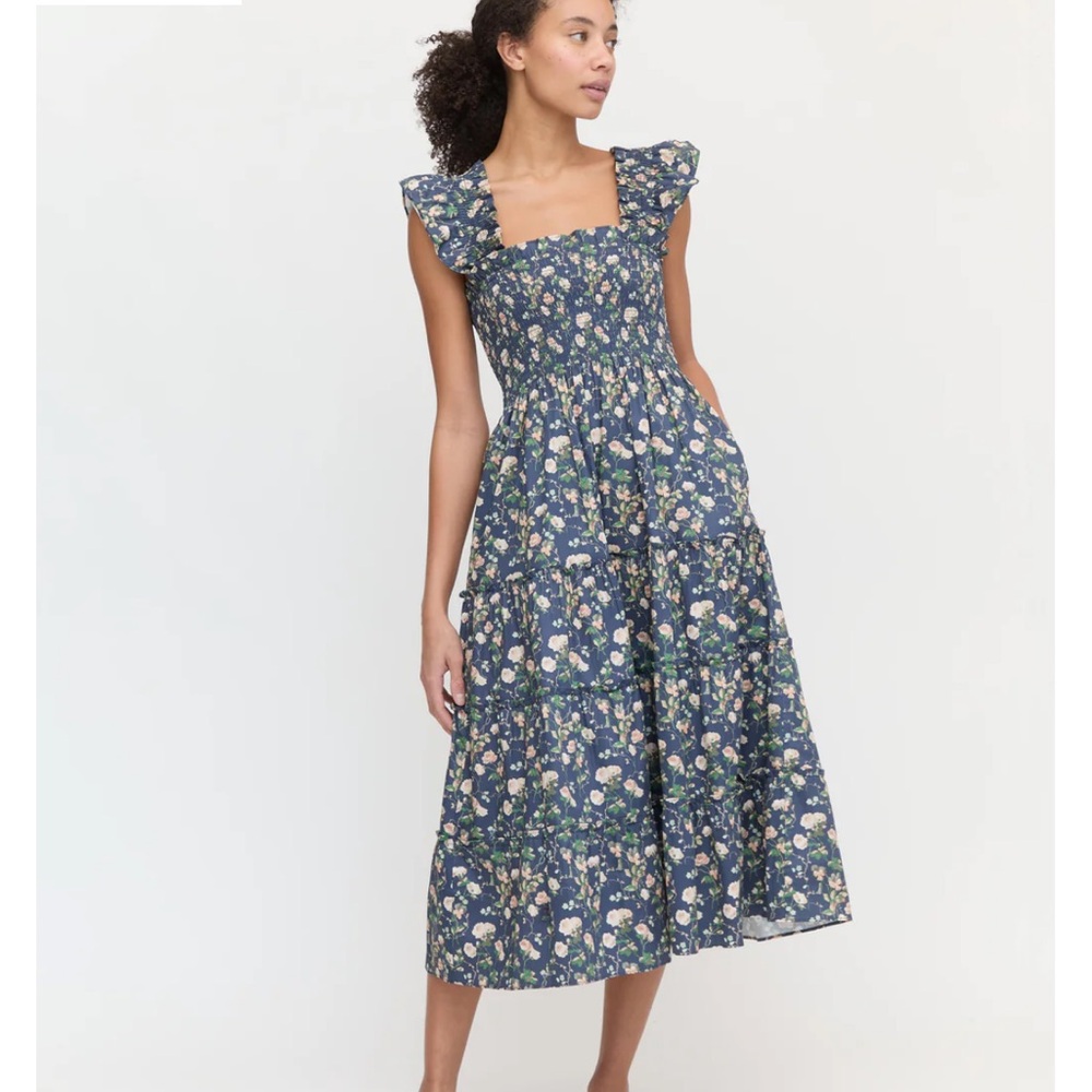 Hill House White Flutter Sleeve Midi Dress